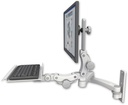 AccessMount™ Ultra 550 LCD wall mount with a 12" paralink keyboard tray and a 20" double-arm