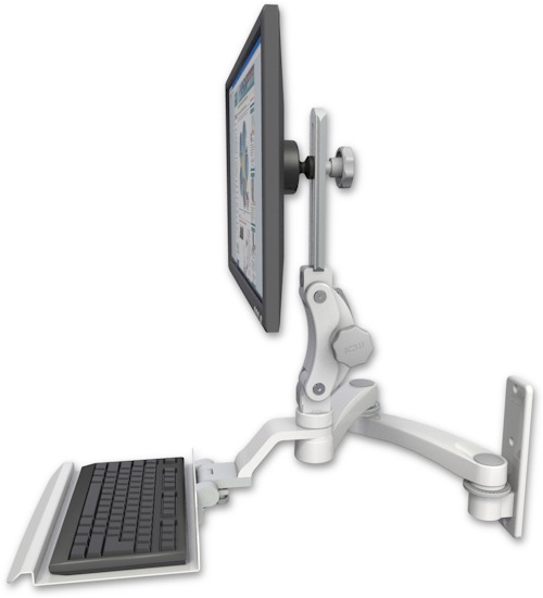 AccessMount™ Ultra 550 LCD wall mount with a 12" keyboard tray and a 20" double-arm