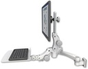 AccessMount™ Ultra 550 LCD 3.5" wall mount with a 12" flat paralink keyboard tray and a 20" double-arm