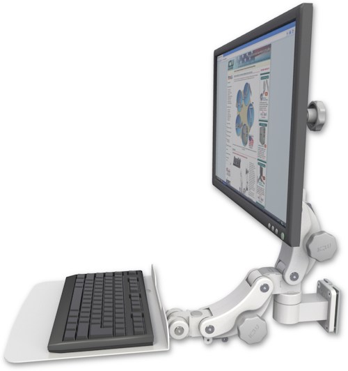AccessMount™ Ultra 550 LCD 3.5" wall mount with a 12" flat paralink keyboard tray
