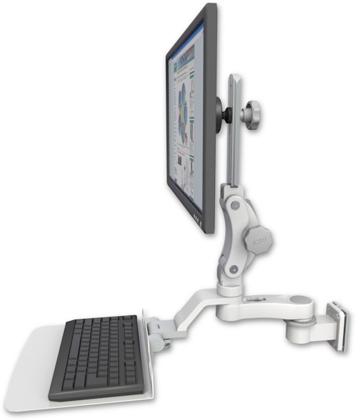 AccessMount™ Ultra 550 LCD 3.5" wall mount with a 12" flat keyboard tray and an 6" arm