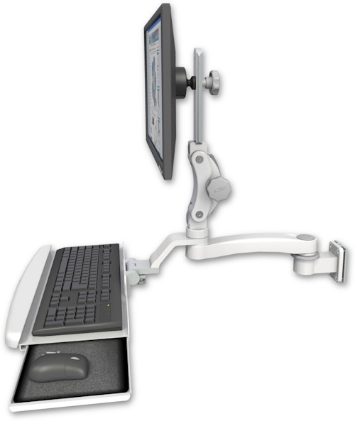 AccessMount™ Ultra 550 LCD 3.5" wall mount with a wrist-rest keyboard tray and an 11" arm
