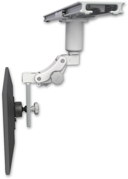 AccessMount™ Right-Angled 550 Paralink LCD mount mount on a ProSlide 28" track slider with a 3" riser