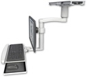 AccessMount™ Ultra ball pivot LCD mount on a ProSlide 28" track slider with a 3" riser, a wrist-rest keyboard tray, and an 11" arm