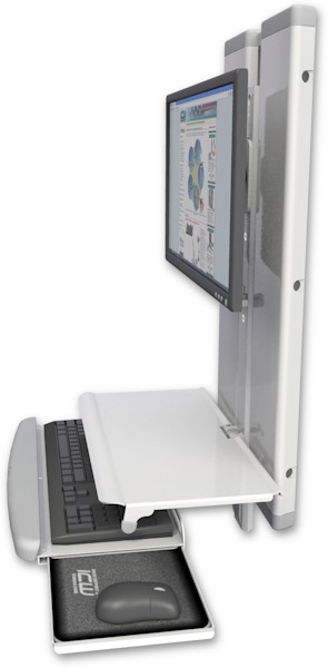 AccessMount™ VT21 Workstation with a work surface tray and slide-out keyboard tray