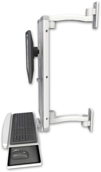 AccessMount™ VT21 Dual Arm Workstation with a wrist-rest keyboard tray