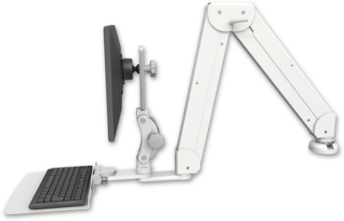 AccessMount™ Elite 5220 Paralink double arm LCD desk mount with a 12" flat keyboard tray