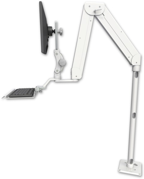 AccessMount™ Elite 5220 Paralink double arm LCD with a 36" floor pedestal and a 12" keyboard tray