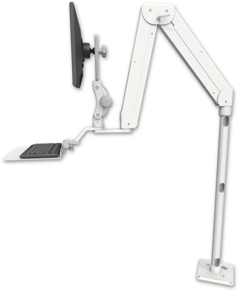 AccessMount™ Elite 5220 Paralink double arm LCD with a 36" floor pedestal and a 12" flat keyboard tray