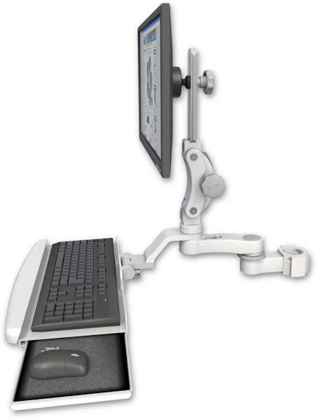 AccessMount™ Ultra 550 LCD mount for a 2" pole with a wrist-rest keyboard tray and an 6" arm