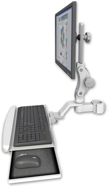 AccessMount™ Ultra 550 LCD mount for a 2" pole with a wrist-rest keyboard tray
