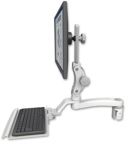 AccessMount™ Ultra 550 LCD mount for a 2" radius with a paralink keyboard tray w/ wrist rest bend