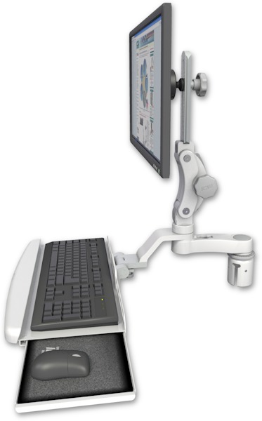 AccessMount™ Ultra 550 LCD mount for a 2" radius with a wrist-rest keyboard tray and an 6" arm