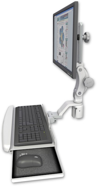 AccessMount™ Ultra 550 LCD mount for a 2" radius with a wrist-rest keyboard tray