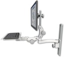 AccessMount™ Ultra 550 LCD mount on a 19" wall track slider with a 12" paralink keyboard tray and an 11" arm