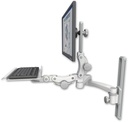 AccessMount™ Ultra 550 LCD mount on a 19" wall track slider with a 12" paralink keyboard tray and a 20" double-arm
