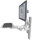 AccessMount™ Ultra 550 LCD mount on a 19" wall track slider with a 12" paralink keyboard tray