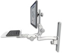 AccessMount™ Ultra 550 LCD mount on a 19" wall track slider with a 12" flat paralink keyboard tray and an 11" arm