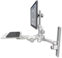 AccessMount™ Ultra 550 LCD mount on a 19" wall track slider with a 12" flat paralink keyboard tray and a 20" double-arm