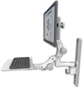 AccessMount™ Ultra 550 LCD mount on a 19" wall track slider with a 12" flat paralink keyboard tray and an 6" arm