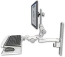 AccessMount™ Ultra 550 LCD mount on a 19" wall track slider with a paralink keyboard tray w/ wrist rest bend and an 11" arm