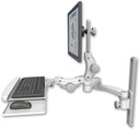 AccessMount™ Ultra 550 LCD mount on a 19" wall track slider with a paralink keyboard tray w/ wrist rest bend and a 20" double-arm