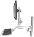 AccessMount™ Ultra 550 LCD mount on a 19" wall track slider with a 12" keyboard tray and an 11" arm