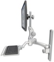 AccessMount™ Ultra 550 LCD mount on a 19" wall track slider with a 12" keyboard tray and a 20" double-arm