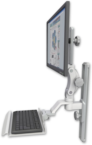 AccessMount™ Ultra 550 LCD mount on a 19" wall track slider with a 12" keyboard tray