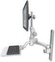 AccessMount™ Ultra 550 LCD mount on a 19" wall track slider with a 12" flat keyboard tray and a 20" double-arm