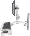 AccessMount™ Ultra 550 LCD mount on a 19" wall track slider with a wrist-rest keyboard tray and an 11" arm