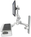 AccessMount™ Ultra 550 LCD mount on a 19" wall track slider with a wrist-rest keyboard tray and a 20" double-arm