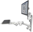 AccessMount™ Ultra 550 LCD mount on a 19" wall track with separate arms, a 12" paralink keyboard tray, and a 20" double-arm