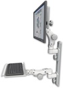 AccessMount™ Ultra 550 LCD mount on a 19" wall track with separate arms and a 12" paralink keyboard tray