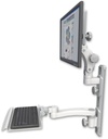 AccessMount™ Ultra 550 LCD mount on a 19" wall track with separate arms, a 12" keyboard tray, and an 11" arm
