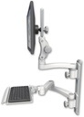 AccessMount™ Ultra 550 LCD mount on a 19" wall track with separate arms, a 12" keyboard tray, and an 11" arm and 20" double-arm