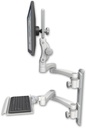 AccessMount™ Ultra 550 LCD mount on a 19" wall track with separate arms, a 12" keyboard tray, and two 20" double-arms