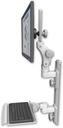 AccessMount™ Ultra 550 LCD mount on a 19" wall track with separate arms and a 12" keyboard tray