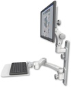 AccessMount™ Ultra 550 LCD mount on a 19" wall track with separate arms, a 12" flat keyboard tray, and a 20" double-arm