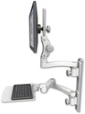 AccessMount™ Ultra 550 LCD mount on a 19" wall track with separate arms, a 12" flat keyboard tray, and an 11" arm and 20" double-arm