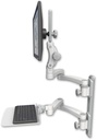 AccessMount™ Ultra 550 LCD mount on a 19" wall track with separate arms, a 12" flat keyboard tray, and two 20" double-arms