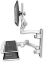 AccessMount™ Ultra 550 LCD mount on a 19" wall track with separate arms, a wrist-rest keyboard tray, and an 11" arm and 20" double-arm