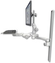 AccessMount™ Ultra 550 LCD mount on a 36" wall track slider with a 12" paralink keyboard tray and a 20" double-arm