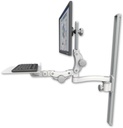 AccessMount™ Ultra 550 LCD mount on a 36" wall track slider with a 12" flat paralink keyboard tray and an 11" arm