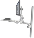 AccessMount™ Ultra 550 LCD mount on a 36" wall track slider with a 12" flat paralink keyboard tray and a 20" double-arm