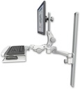 AccessMount™ Ultra 550 LCD mount on a 36" wall track slider with a paralink keyboard tray w/ wrist rest bend and a 20" double-arm