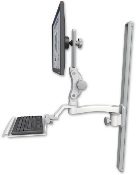 AccessMount™ Ultra 550 LCD mount on a 36" wall track slider with a 12" keyboard tray and an 11" arm