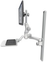 AccessMount™ Ultra 550 LCD mount on a 36" wall track slider with a 12" flat keyboard tray and a 20" double-arm