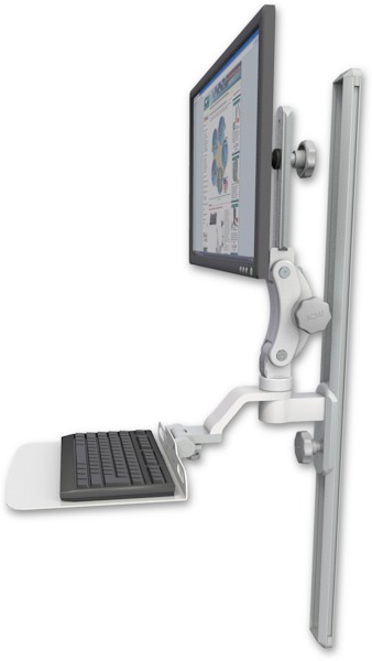AccessMount™ Ultra 550 LCD mount on a 36" wall track slider with a 12" flat keyboard tray