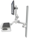 AccessMount™ Ultra 550 LCD mount on a 36" wall track slider with a wrist-rest keyboard tray and a 20" double-arm